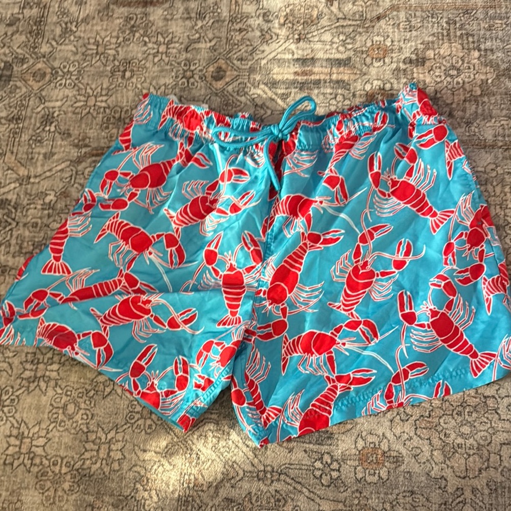 Vibrant Lobster Print Swim Shorts